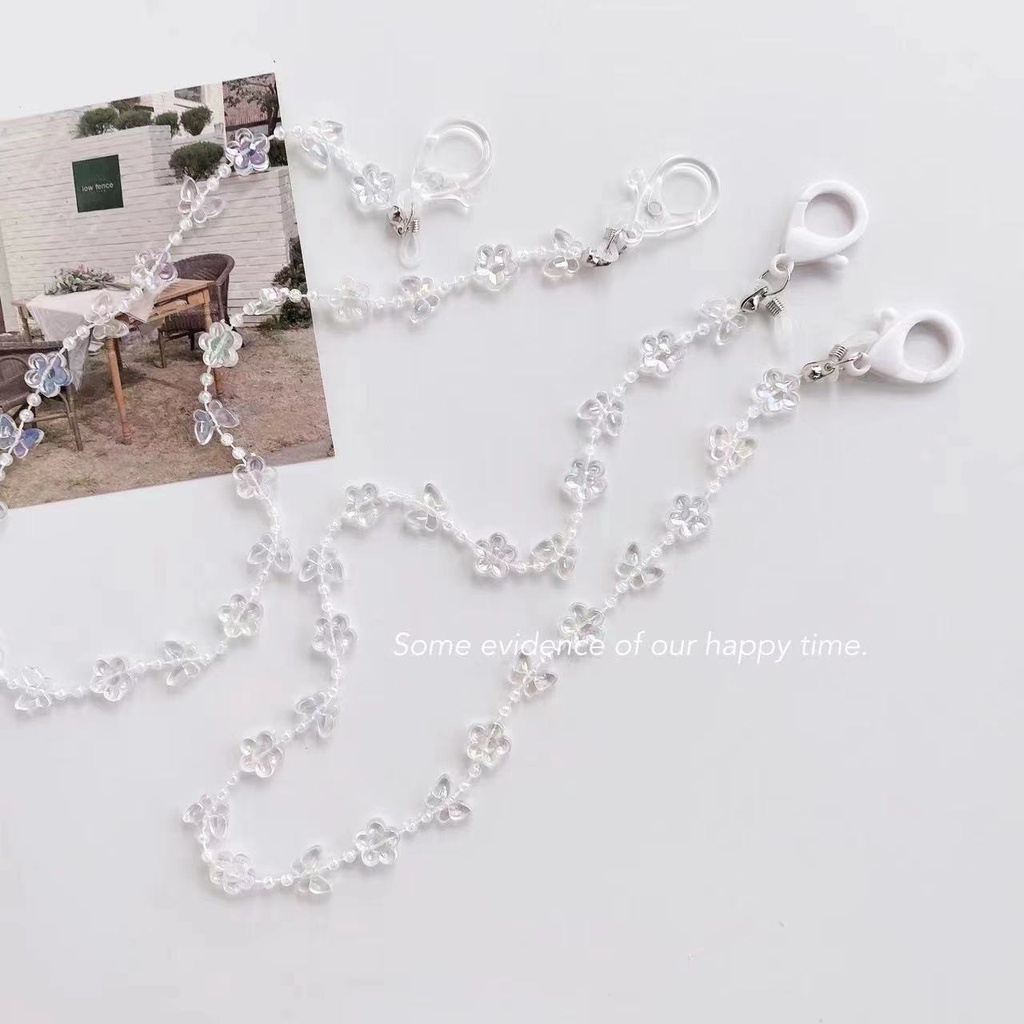 Dây Đeo Mắt Kính Bằng Acrylic Trong Suốt Hình Hoa Bướm Đơn Giản Phong Cách Mới