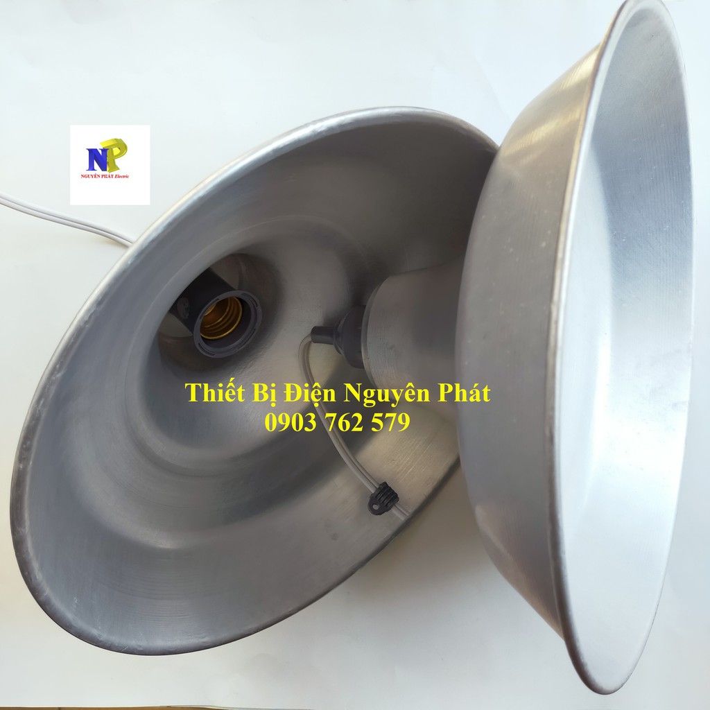 Combo 2 Chao Đèn Nhôm 28,5 cm Kèm 2 Đuôi Đèn Kín Nước Xám Dây Dài 20cm