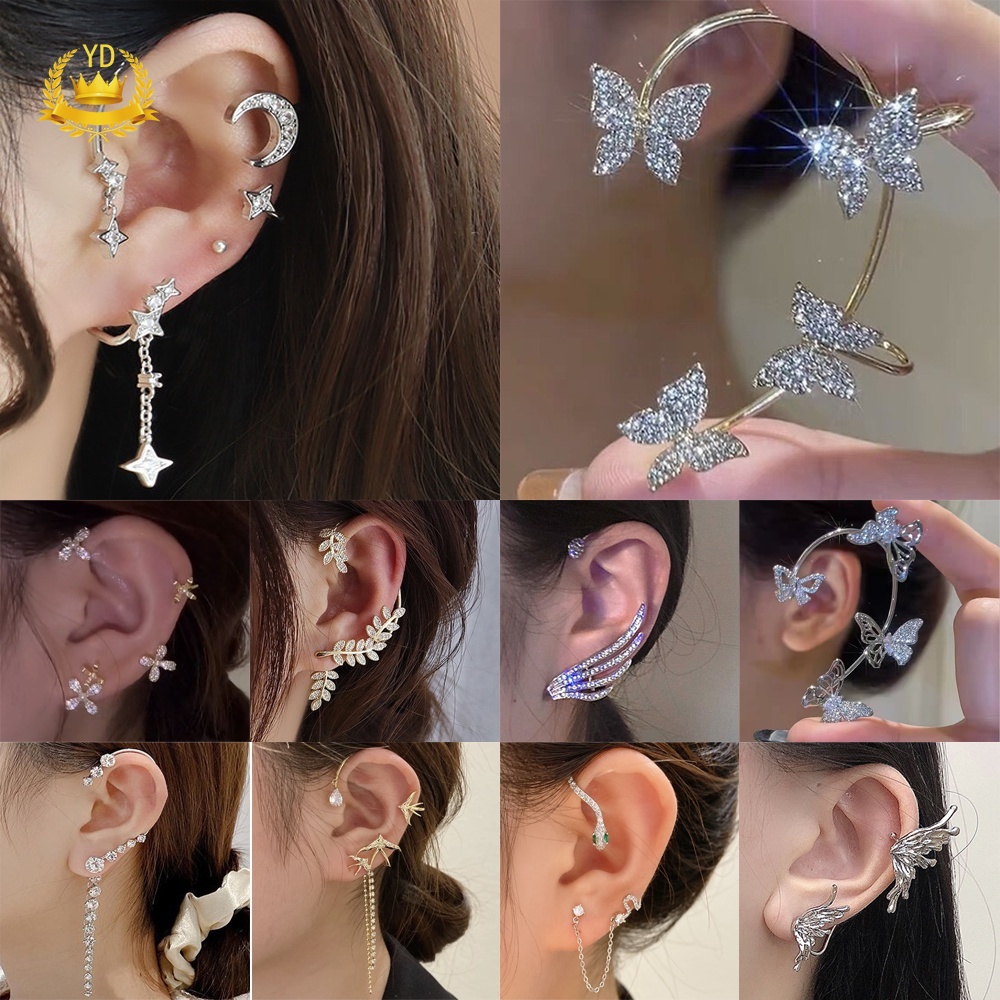 Khuyên Vành Tai Hình Cánh Bướm Đính Đá Zircon Sang Trọng