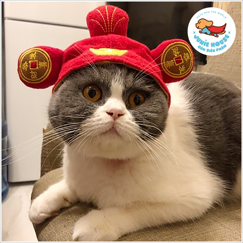 Mũ nón Tết Thần tài may mắn tài lộc cho chó mèo