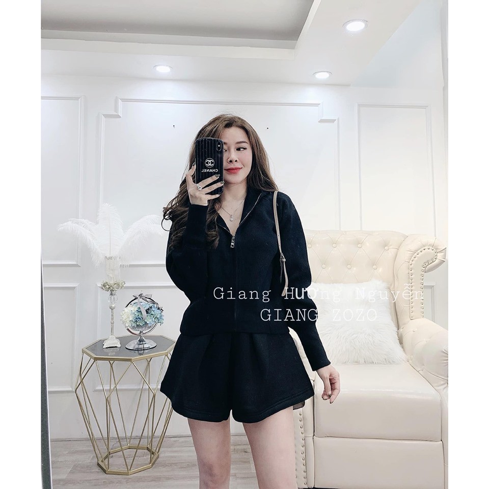 Áo Khoác dạ len Mũ khóa