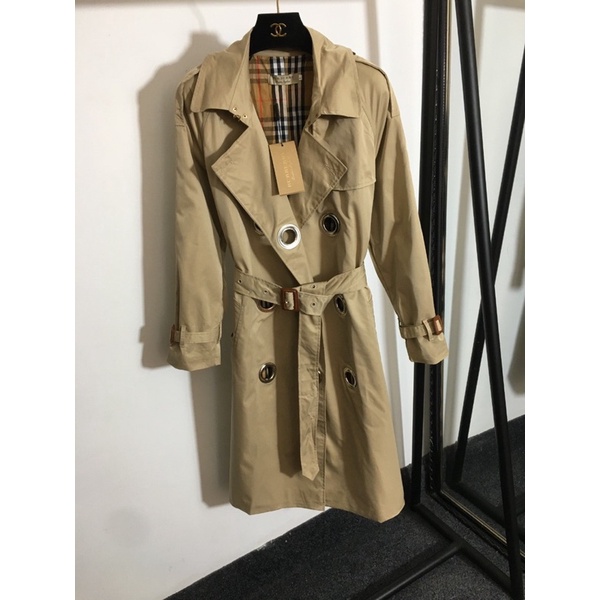 Áo khoác mangto dáng dài cổ vest cho nữ thương hiệu Burberry BBR cao cấp