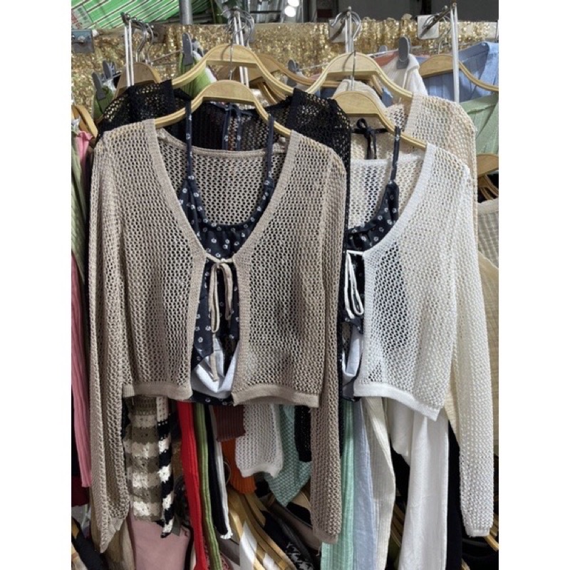 Set áo khoác lưới mix áo yếm hoa hot hit hàng QC