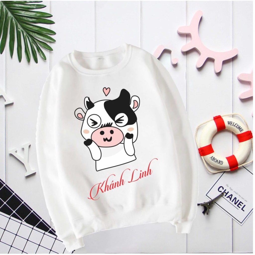 [SĨ] áo Sweater bò sữa+ TẶNG IN TÊN BÉ mặc đi học rất đẹp vải loại 1