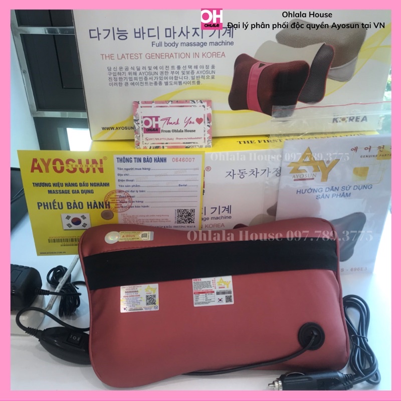 CHÍNH HÃNG-BH 5 NĂM  Gối massage hồng ngoại chính hãng Ayosun Hàn Quốc - Ohlala House đại lý phân phối
