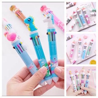 Bút bi bấm 10 ngòi hình thú dễ thương giao màu ngẫu nhiên size ngòi 0.5 mm
