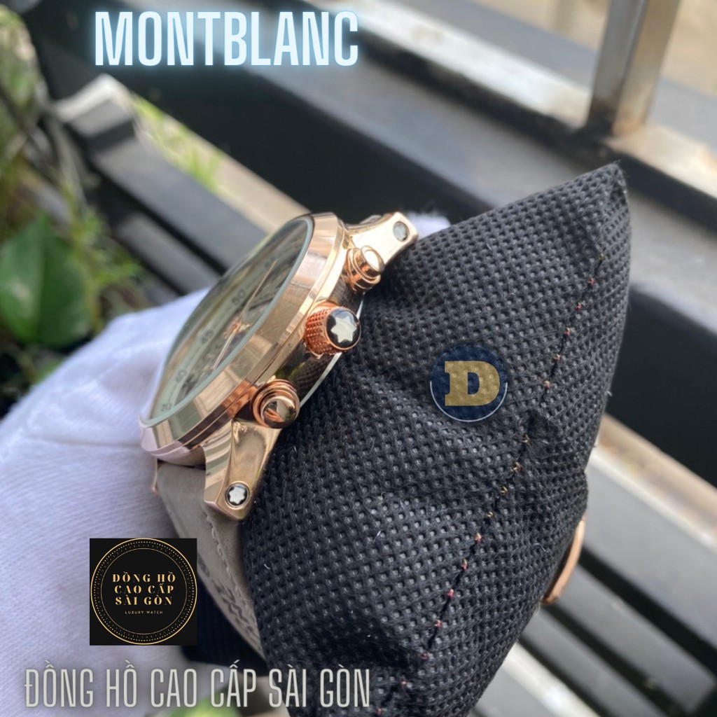 Đồng hồ nam montblan dây da size 45mm , màu xám / đen
