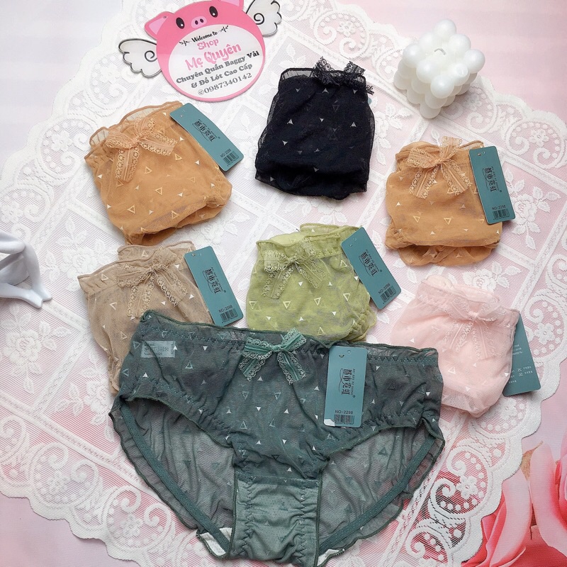 Quần lót ren lưới công chúa- kèm nơ dễ thương, phối viền bèo gợi cảm
