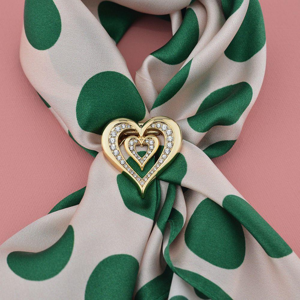 Ghim Cài Khăn Choàng Lụa Họa Tiết Hình Học Ngọt Ngào Cho Nữ|Khóa Cài Khăn Quàng Cổ Hình Trái Tim Xinh Xắn