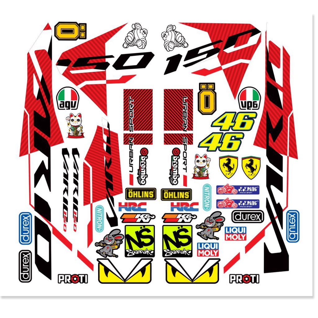 Tem vario 150 trắng đỏ