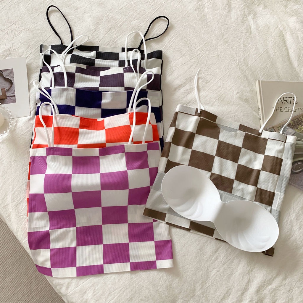 Áo Ống Họa Tiết Kẻ Sọc Không Gọng Thép Thời Trang Mùa Hè Dành Cho Nữ Sinh