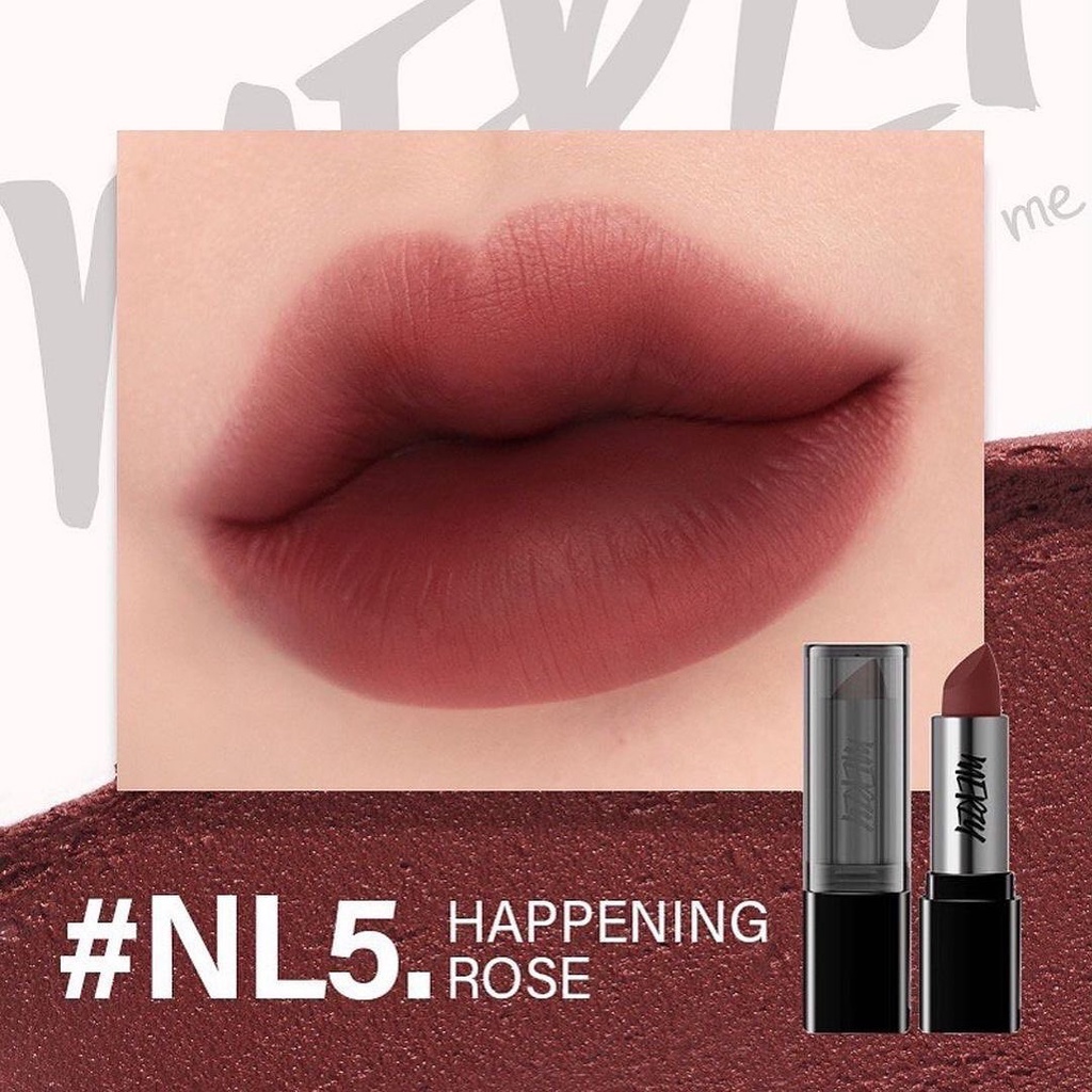 Son Thỏi Lì, Mịn Mượt Nhẹ Môi Merzy Noir In The Lipstick 3.3g