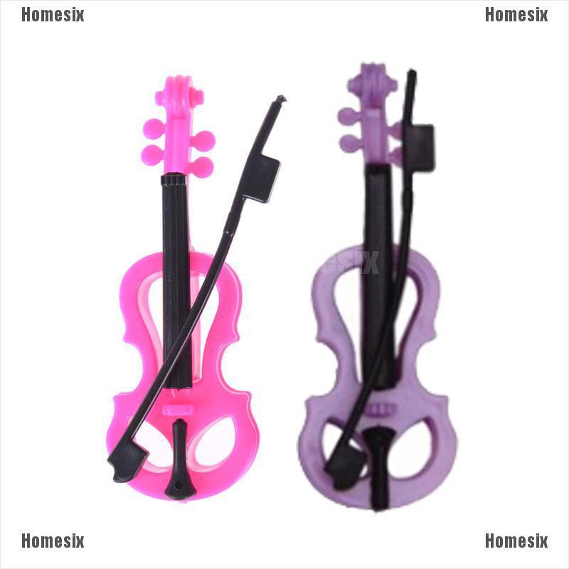 [HoMSI] 2 Pcs Creative Fashion Rose Black Violin for Barbies Dolls Kids Gifts SUU