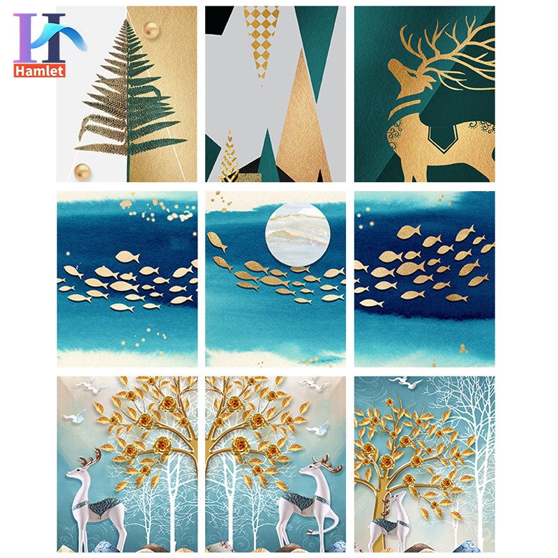 Bộ tranh sơn dầu Hamlet tô màu theo số hình phong cảnh độc đáo trang trí nhà cửa cỡ 40x50cm