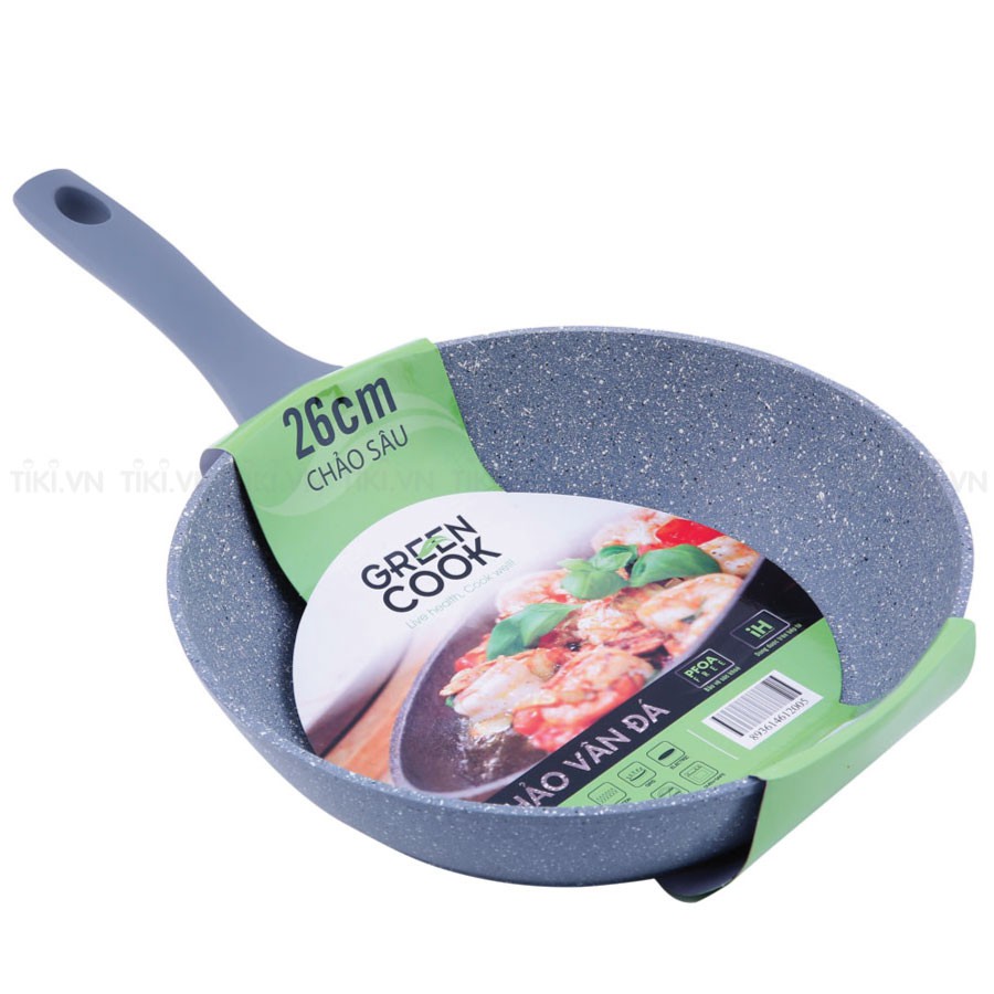 Chảo sâu đáy từ vân đá chống dính Green Cook GCP02-26IH - 26 Cm