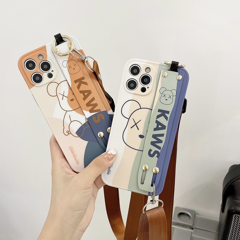 Ốp Điện Thoại IMD Mềm In Hình KAWS Có Dây Đeo Cho iPhone 14 13 12 11 Pro Max X XS XR 8 7 Plus + SE 2020
