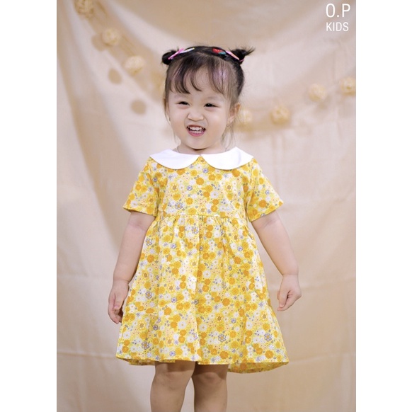 Đầm Cho Bé Gái Dáng Cổ Sen 4 Màu Xinh Xắn O.P Kids