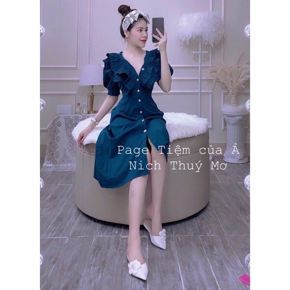 Váy thiết kế cổ bèo tiểu thư kèm ảnh thật (váy 2 kiểu, 1 kiểu k tay và 1 kiểu có tay) | BigBuy360 - bigbuy360.vn