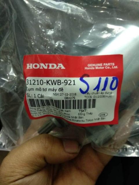 Củ mô tơ đề khởi động xe wave s110, RSX zin chính hãng honda