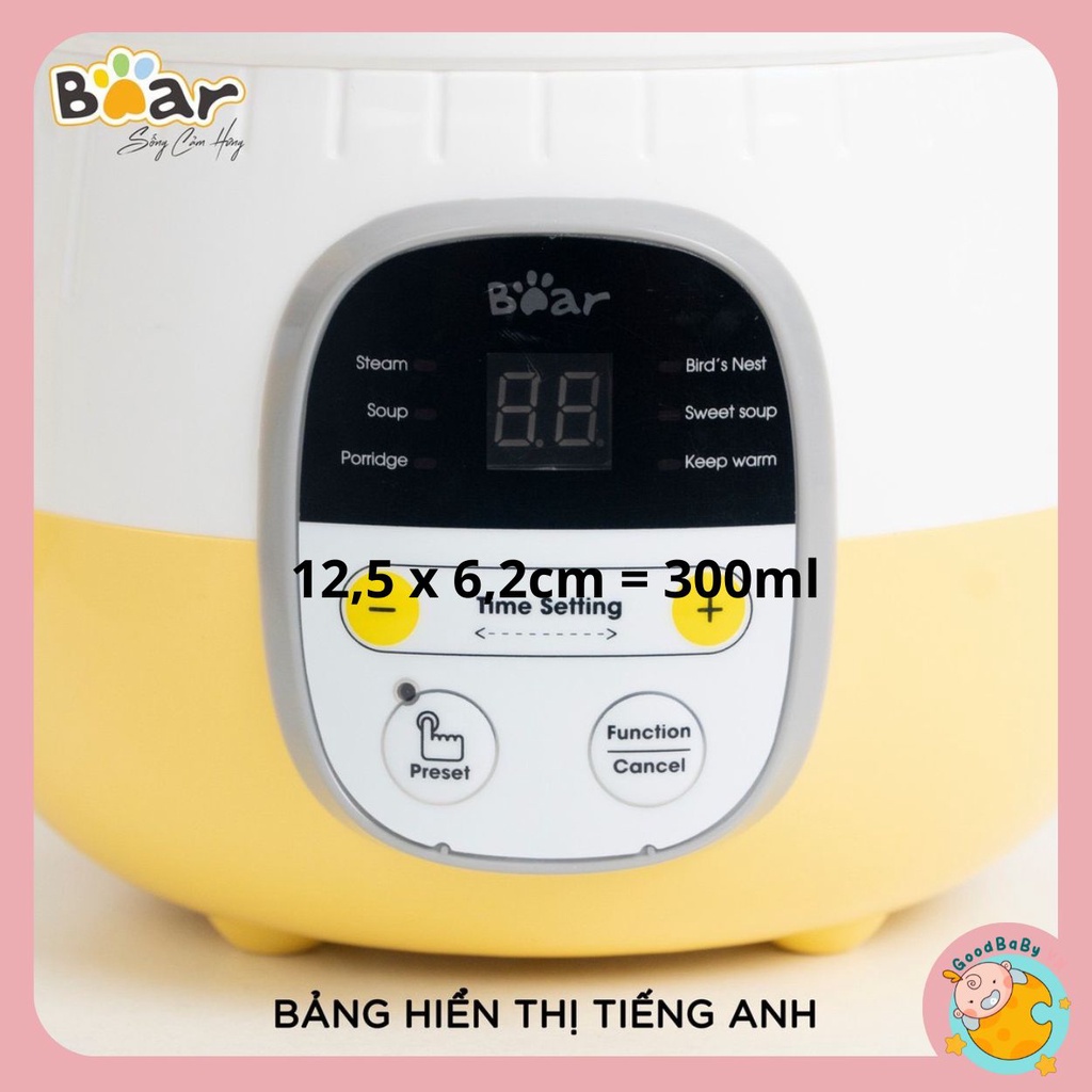 Nồi Nấu Cháo Chậm, Nồi Ninh Hầm Đa Năng 6in1 BEAR 0,8L Bảo hành 18 tháng Goodbabyvn