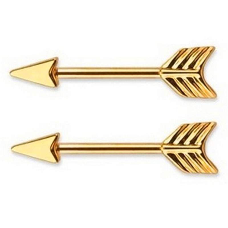 {onsalezone} New Nipple Ring Bars Stainless Steel Arrow Nipple Barbell Ring Body Jewellery adover