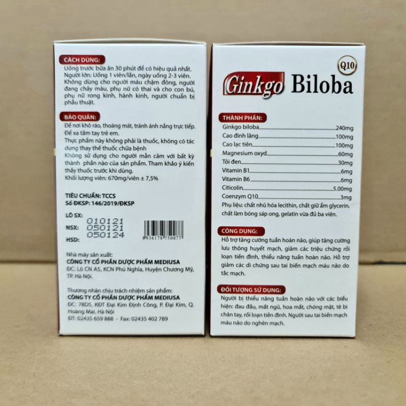Bổ não Ginkgo Biloba Citicolin Coenzym Q10 giúp hoạt huyết, dưỡng não