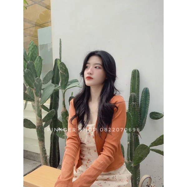 Set váy hoa nhí+áo khoác cam - Pinkger Shop