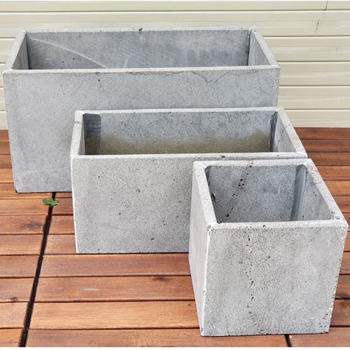 Chậu đá ong xám hình vuông và chữ nhật trồng cây ban công set 3 chậu