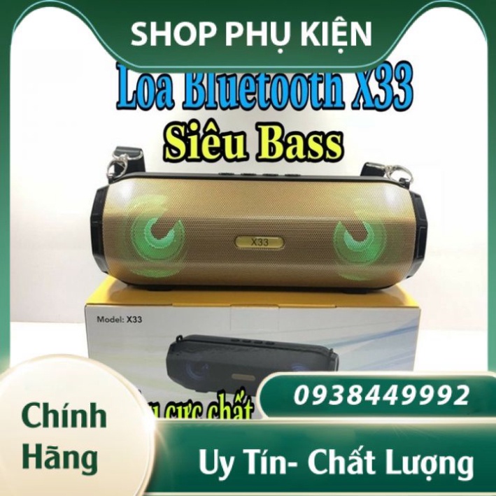 Loa Bluetooth X33 Âm Thanh Siêu Trầm Có Đèn Màu - Bass Hay - Pin Trâu - Nghe FM - BH 12 Tháng
