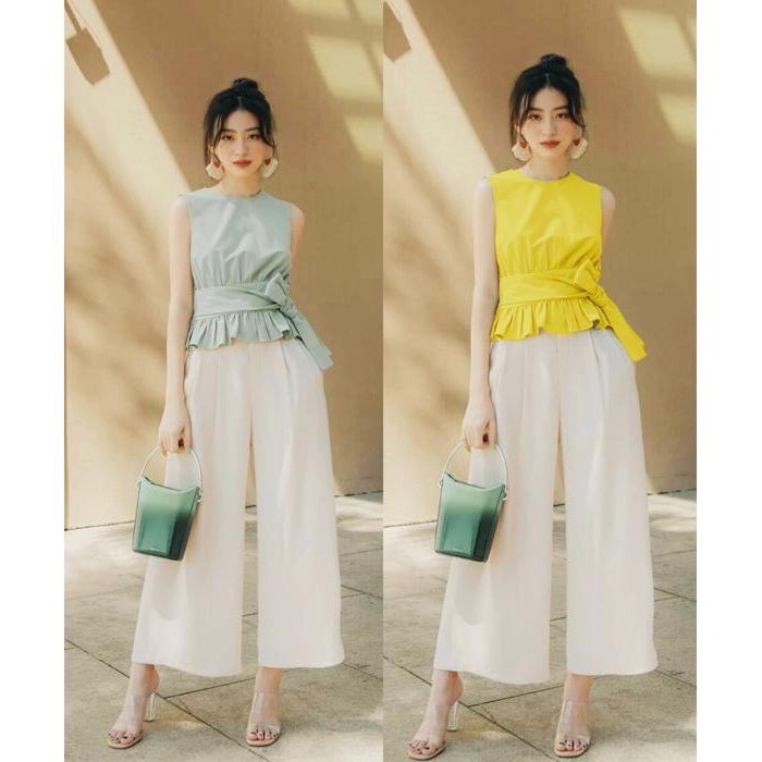 Set quần ống rộng và áo peplum sang chảnh - nhiều size, form dáng chuẩn dễ amcjw đi làm, dạo phố | BigBuy360 - bigbuy360.vn