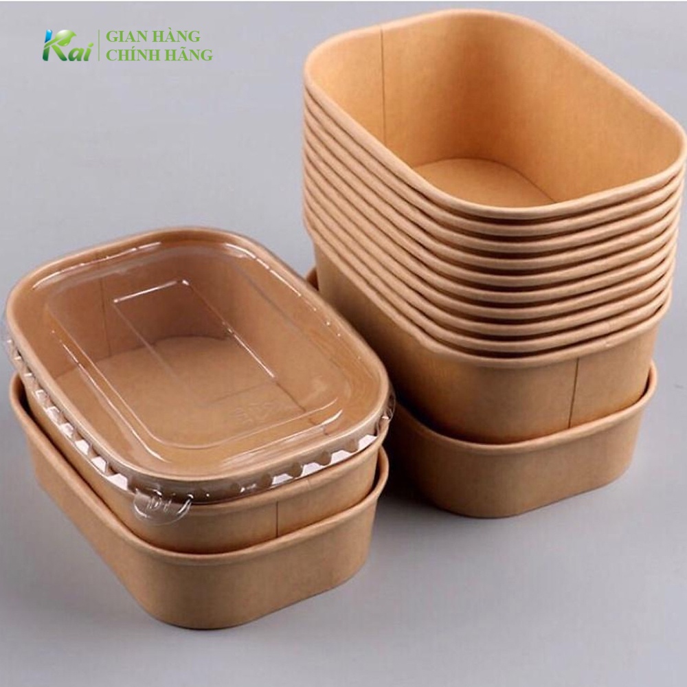 25-50 HỘP GIẤY BENTO chữ nhật, size 750/1000ml, kèm nắp PET, dùng đựng thực phẩm sạch sẽ, an toàn, cao cấp, GIÁ SỈ