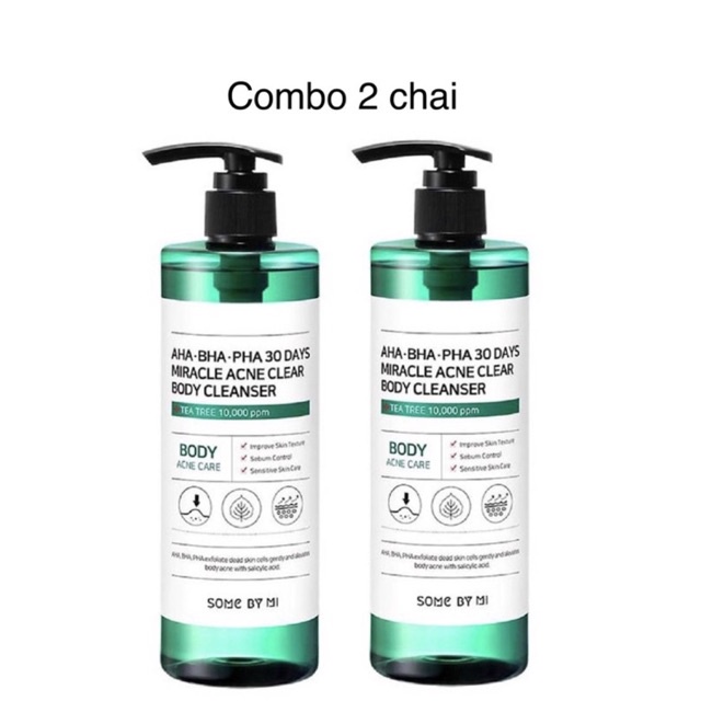 Combo 2 Chai Sữa Tắm Some By Mi AHA-BHA-PHA 30 Days Miracle Acne Clear Body Cleanser 400ml