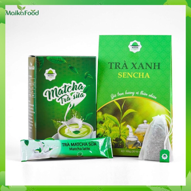 [Combo] 1 Hộp Matcha Trà Sữa 170gr Và 1 Hộp Trà Xanh Sencha 100gr Maika Food