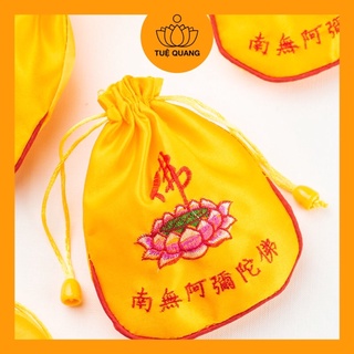 Túi rút lụa thêu hoa sen