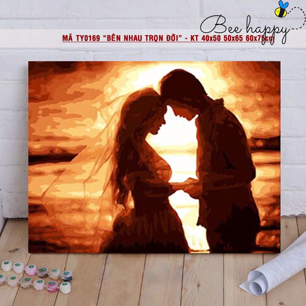 Tranh treo tường tự tô màu theo số Sondausohoavn Tranh tình yêu đôi lứa bên ánh hoàng hôn mã TY0169