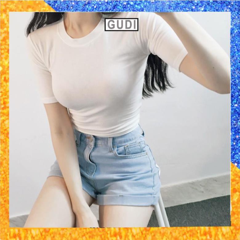 Áo croptop Madela, Áo croptop nữ tay ngắn dáng ôm body chất liệu vải cotton bozip