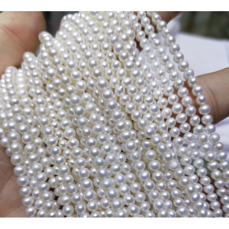 Dây Nguyên Liệu Ngọc Trai Hạt 5-6mm Độ Sáng 3A Màu Trắng  - Ngọc Trai Trường Thịnh