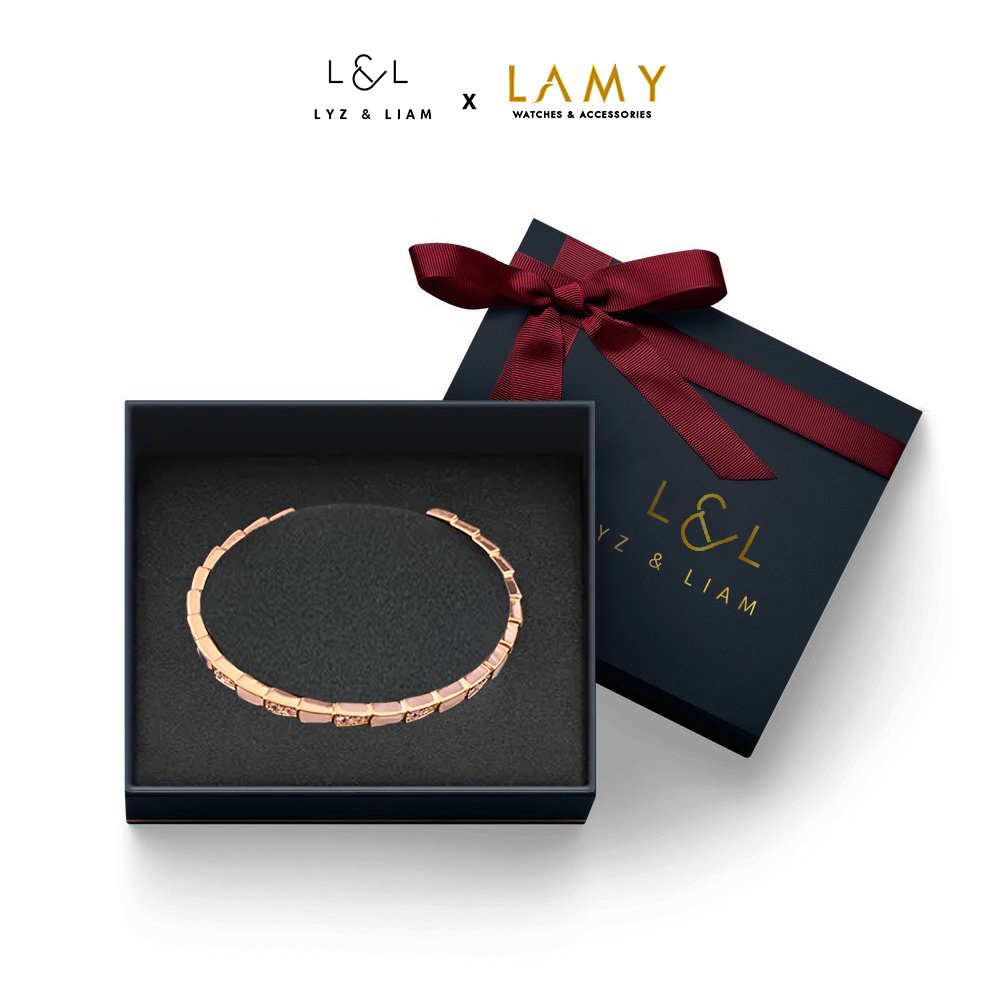 Vòng tay nữ Lyz and Liam Serpenti Viper L&L Cuff Rose Gold LL2019RG - Gift Box Hộp quà tặng nơ đỏ