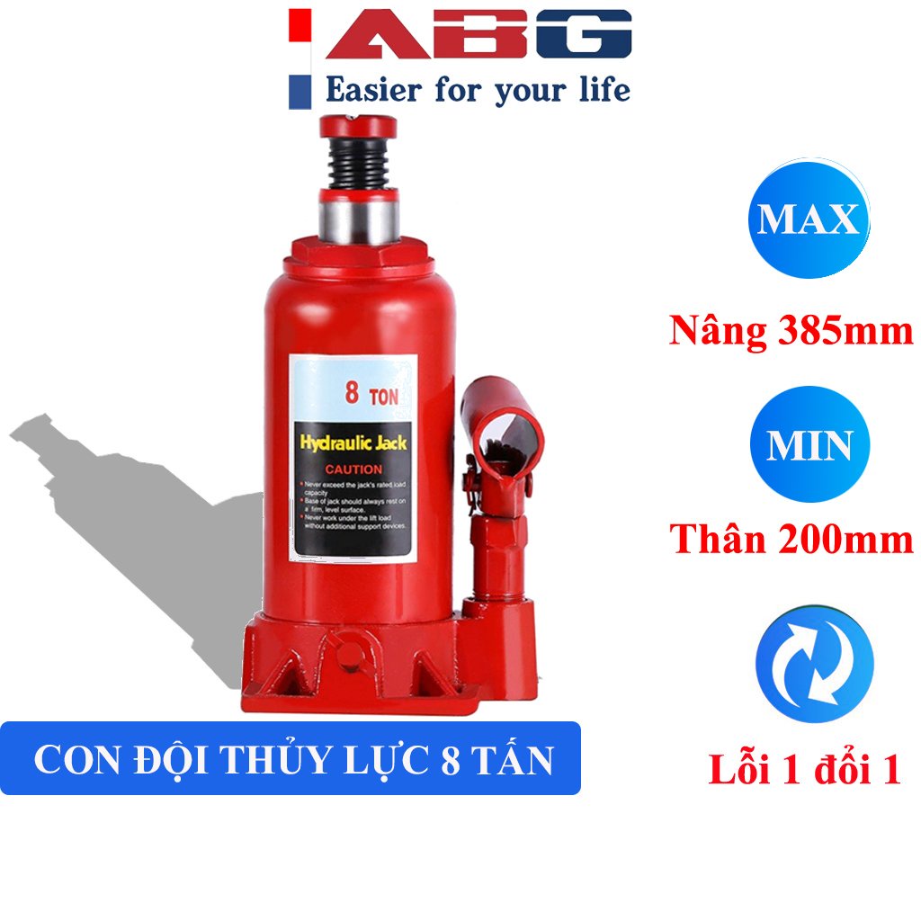 Kích Thủy Lực, Con Đội Thủy Lực ABG Loại 8 Tấn - Chuyên Dùng Để Kích Ô Tô, Nâng Vật Có Tải Trọng Lớn