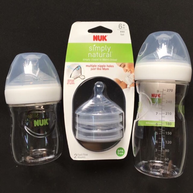 Bộ 2 núm ti bình sữa Nuk Simply Natural