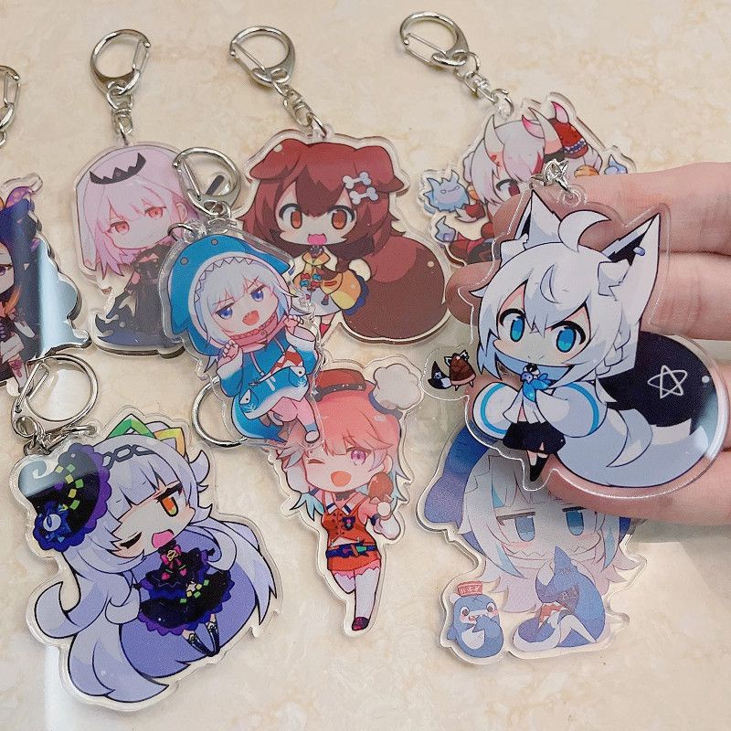 Móc khóa hình nhân vật anime Hololive Vtuber Gawr Gura Mori Usada Fubuki Suisei