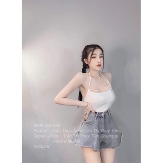 Áo thun kiểu 2 dây cá tính trắng đen freesize