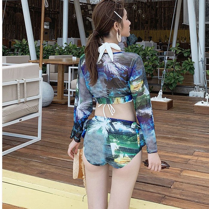 Bikini 3 mảnh họa tiết in 3D Cá tính trẻ trung [HÀNG CÓ SẴN] Đồ bơi đi biển đẹp, hàng Quảng Châu