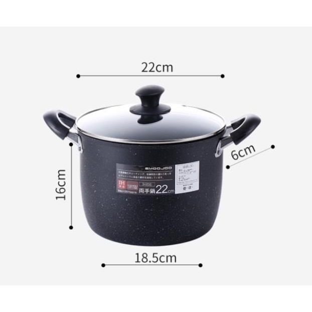 Nồi chiên, rán,nấu Vân đá chống dính SARA NHẬT BẢN cực tốt (dùng cho bếp từ ) size 22 cm cao 7086