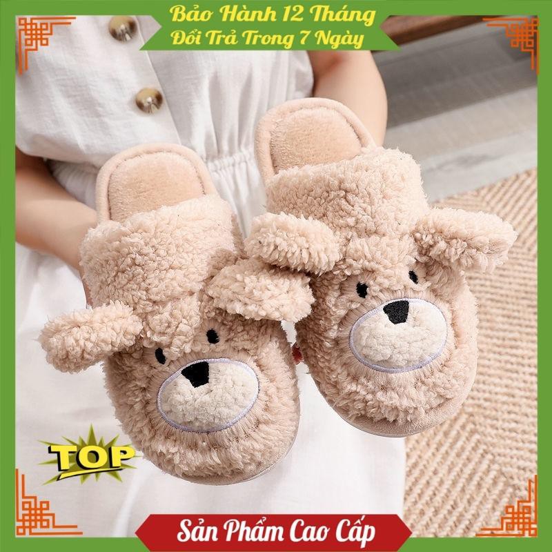 Dép Bông Đi Trong Nhà Nam Nữ Hình Thú Mặt Cừu, Dép Lông Mùa Đông Đế Cao Su Chống Trơn Trượt Dh6