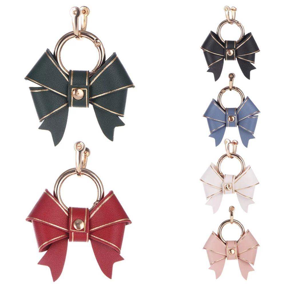 Móc Chìa Khóa Bằng Da Hình Nơ Sáng Tạo Chống Thất Lạc