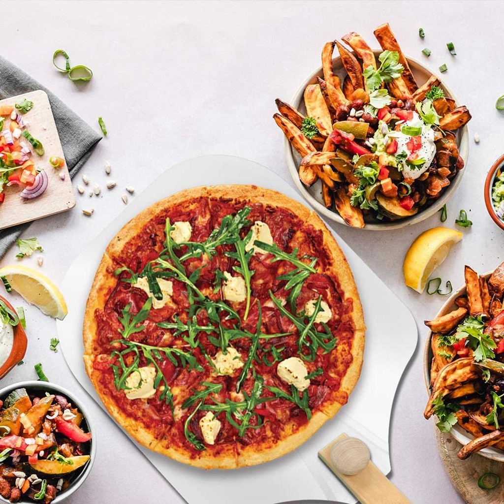 Xẻng Xúc Bánh Pizza Bằng Hợp Kim Nhôm Tay Cầm Gỗ Gấp Gọn Tiện Lợi