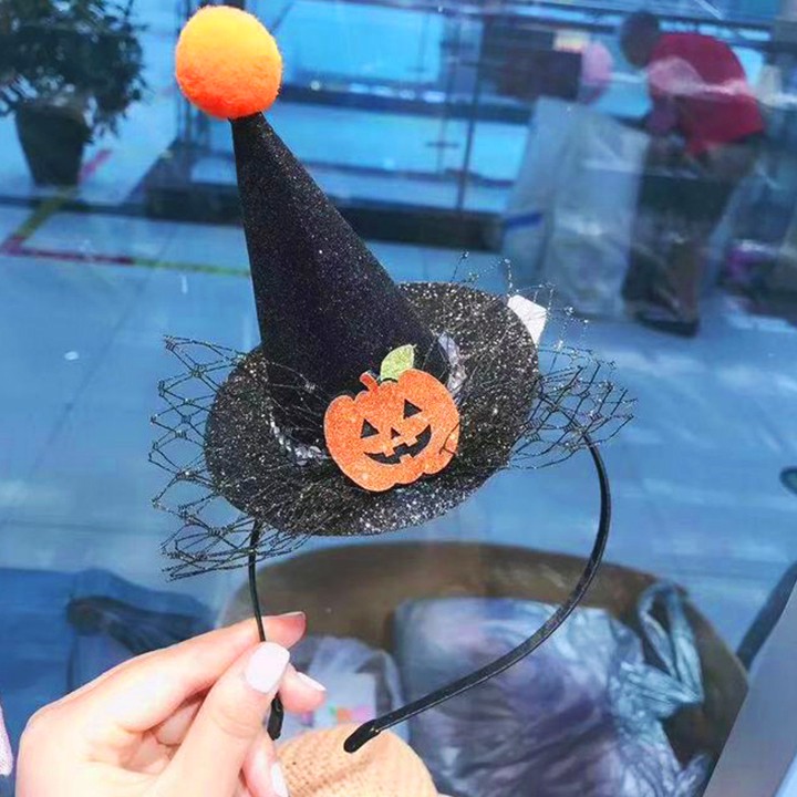 Băng đô Halloween cao cấp hình nón phù thủy huyền ảo phối lưới ma quái cực sành điệu BBShine – HLW004