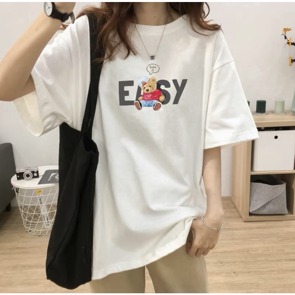 Áo phông nữ unisex form rộng in hình gấu áo thun nữ áo phông nữ xanh lá hottrend 2022