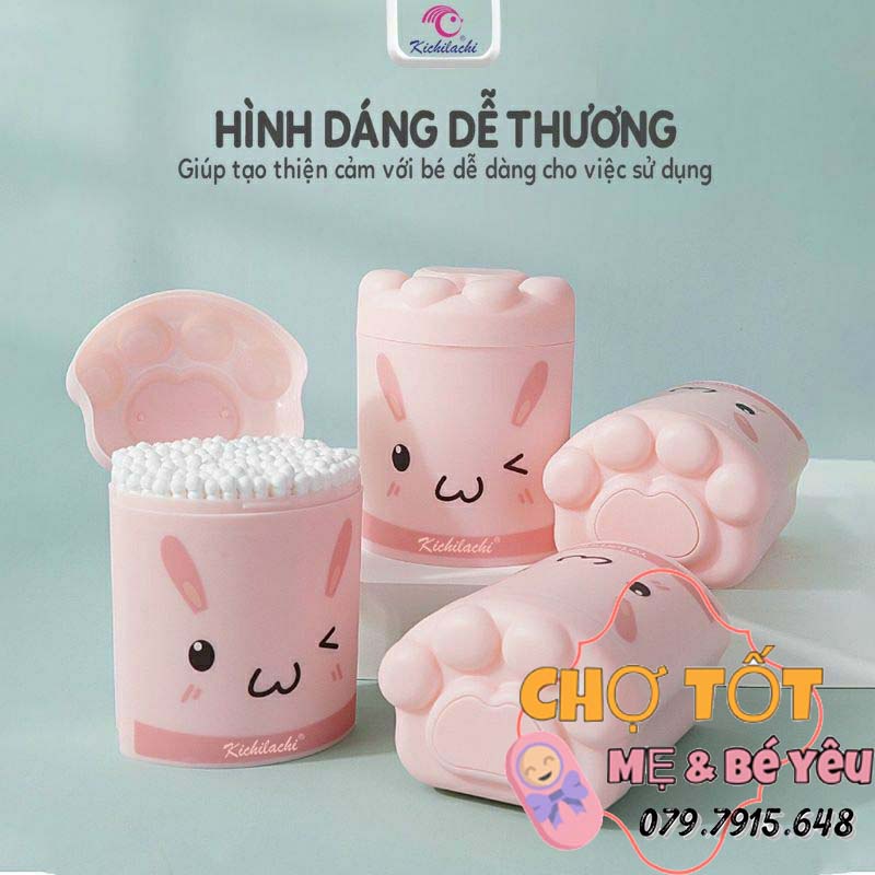 Tăm bông cho bé sơ sinh Kichi 2 đầu đa chức năng (nhỏ mềm)